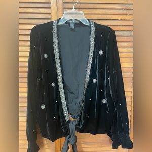 Anne Carson Velvety Jacket - Large - Black - Embellished